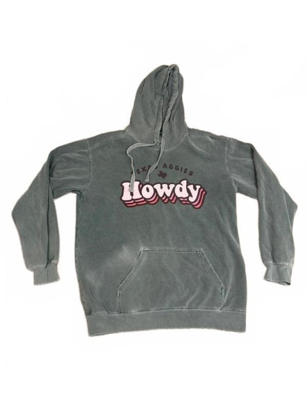 Comfort Colors Texas Aggies Howdy Hoodie Size M Gray Pink Texas A&M Sweatshirt